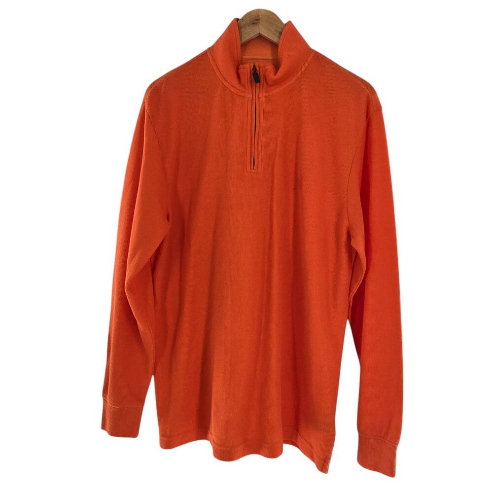 Chaps Sweater NWT Mens Large Orange Quarter Zip‎ Mock Neck Pullover Knit